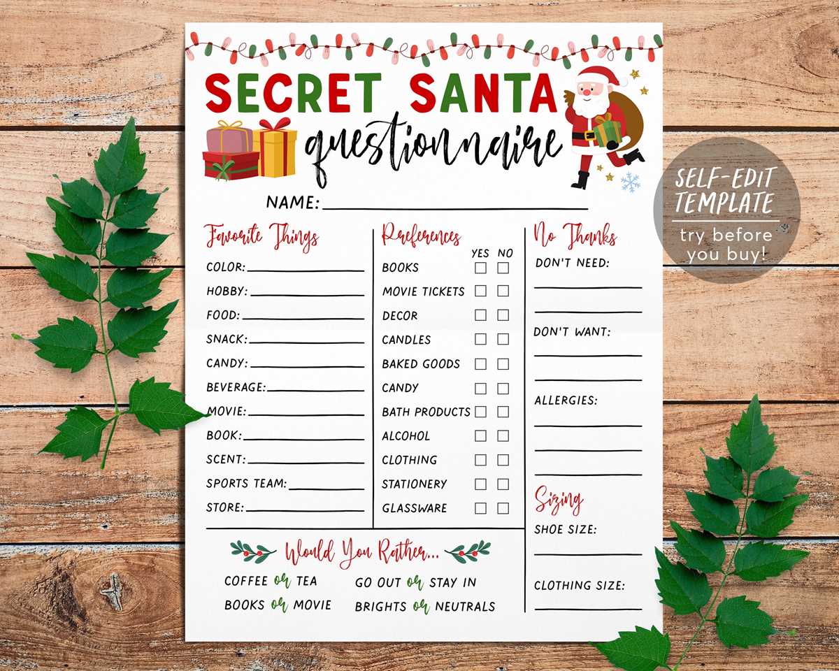 free printable secret santa wish list for coworkers