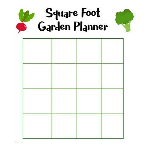 printable square foot gardening chart