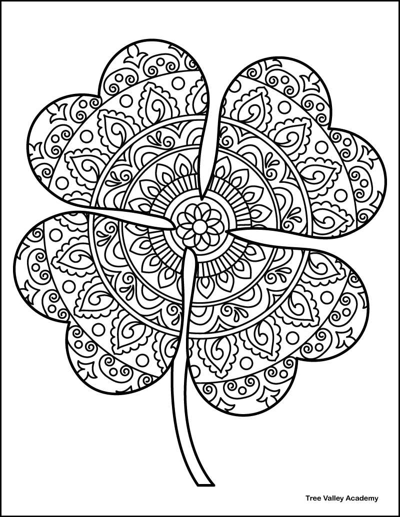 printable full page four leaf clover