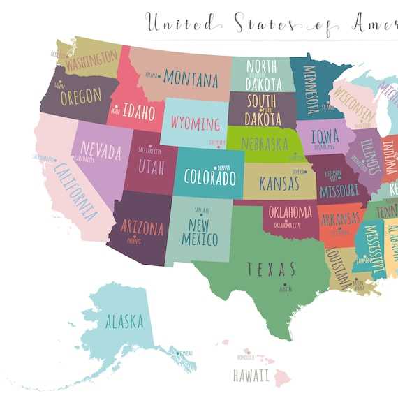 usa map with capitals printable