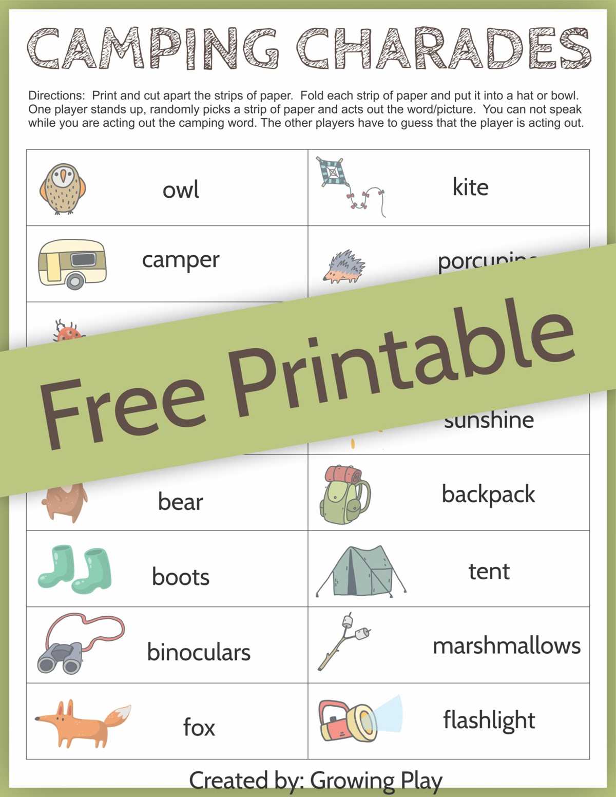 printable charade cards