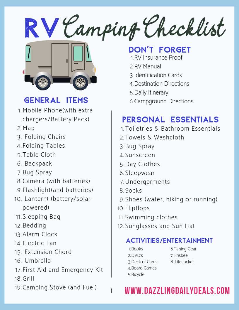 rv checklist printable
