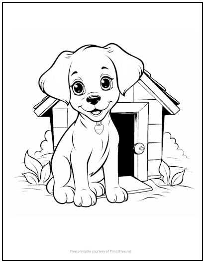 free puppy printable coloring pages