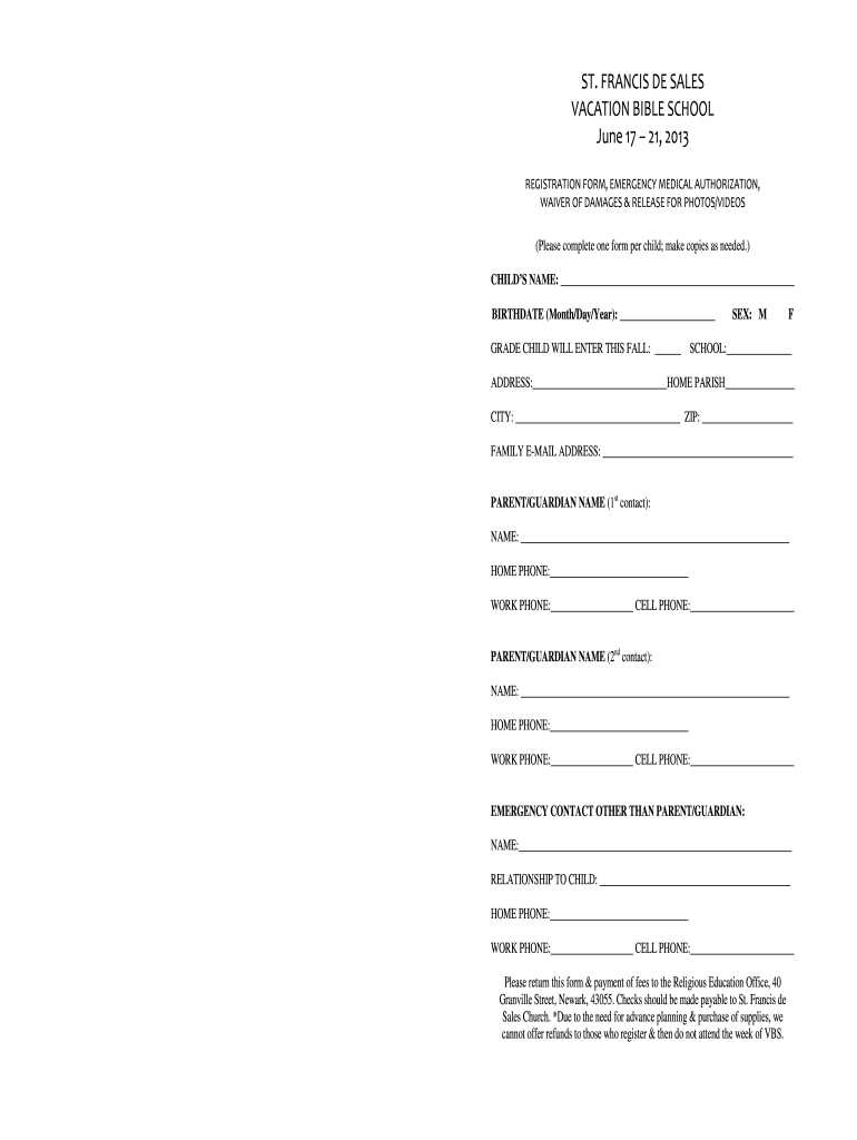 vbs registration form printable