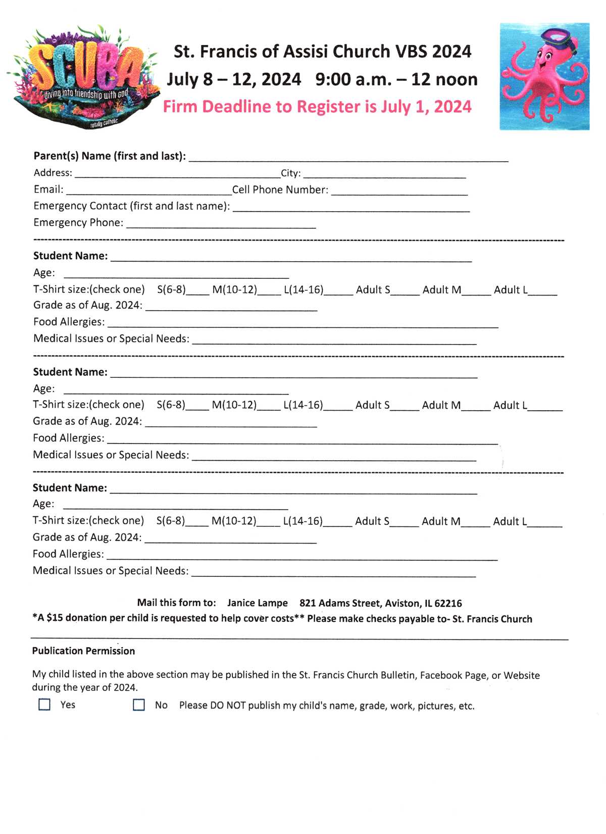 vbs registration form printable