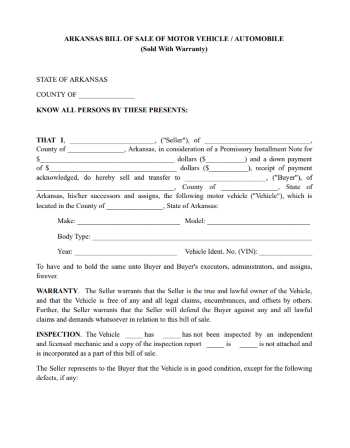 printable bill of sale arkansas
