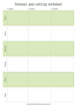 goal planning printables