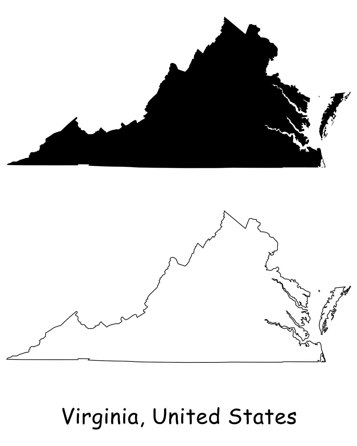 virginia printable map