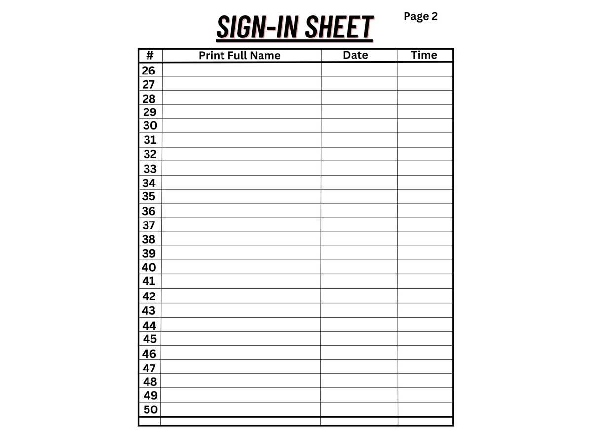 free printable sign in sheets