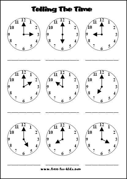 telling time clocks printable