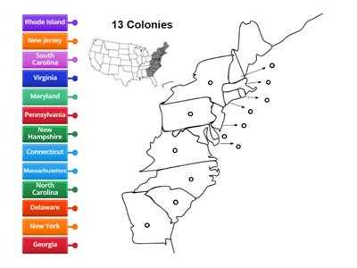 printable 13 colonies blank map test