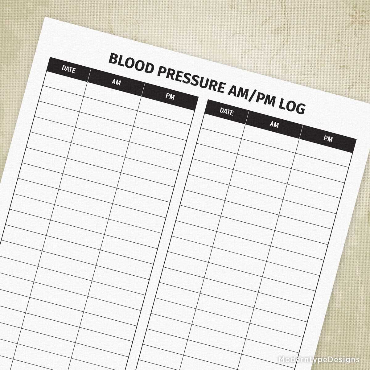 blood pressure tracker printable
