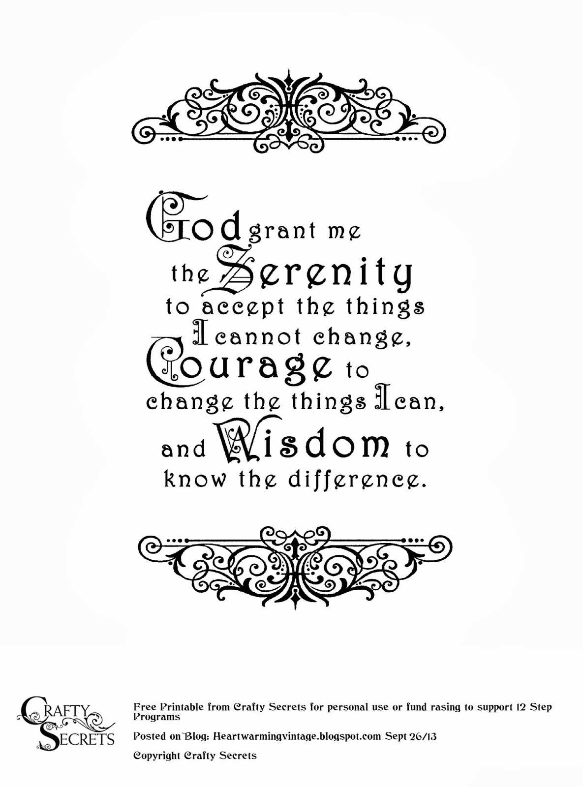 complete serenity prayer printable