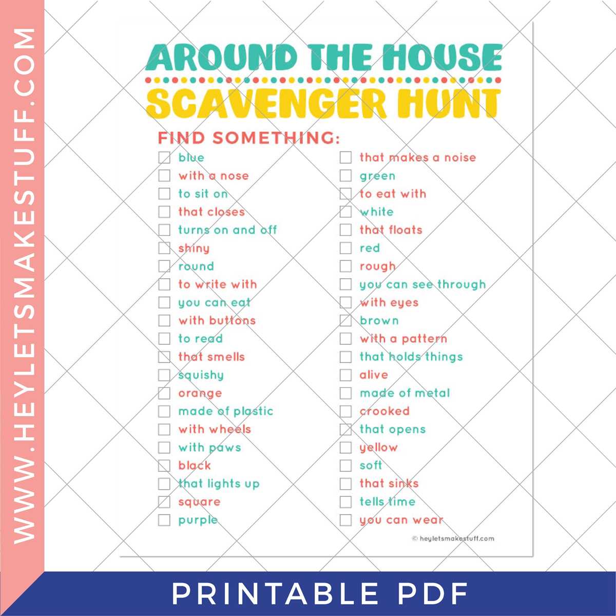 indoor scavenger hunt printable