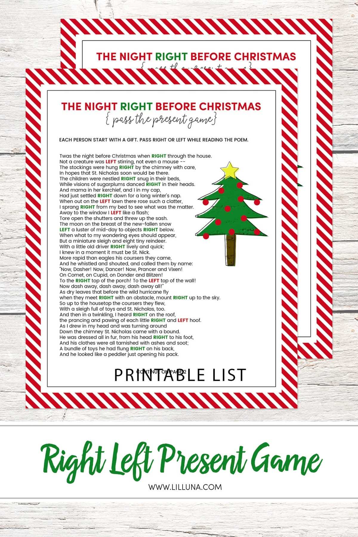 printable left right games
