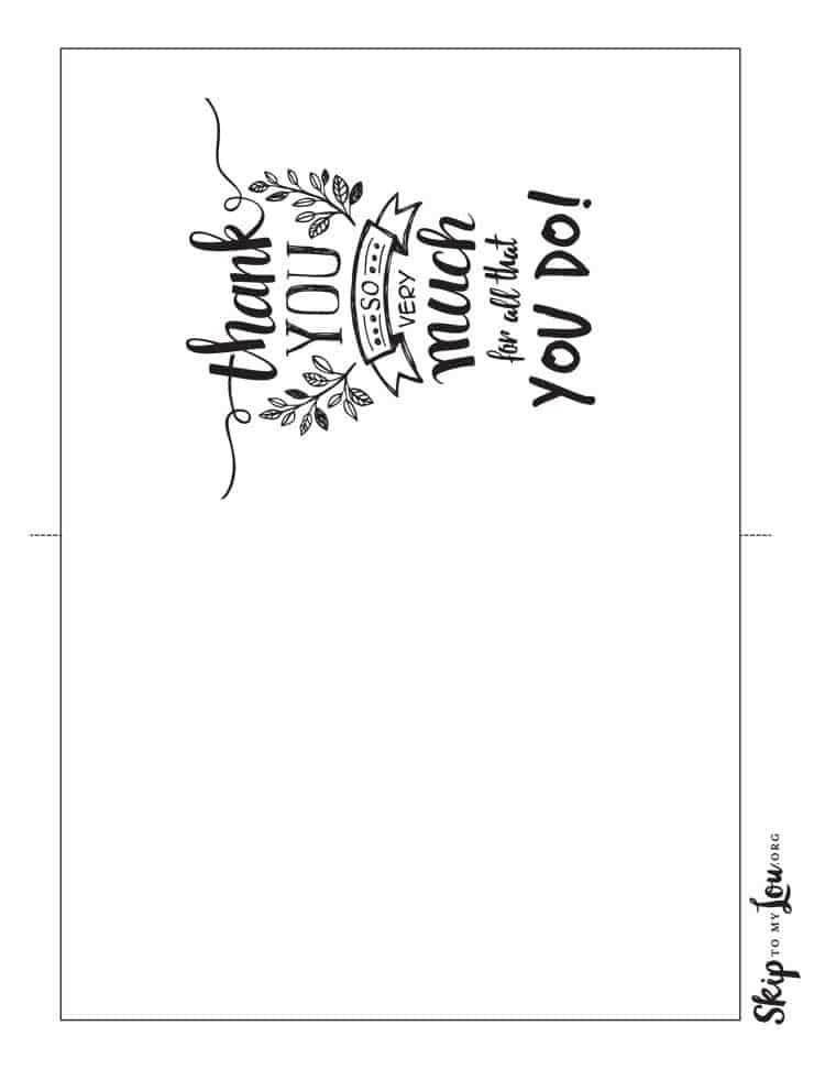 foldable free printable thank you cards to color