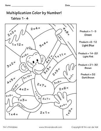 multiplication coloring sheets free printable