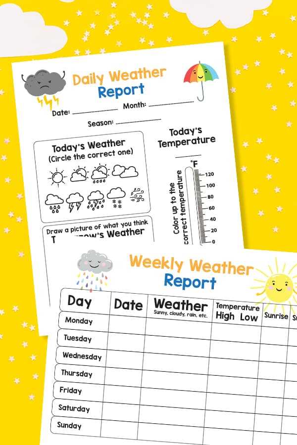 weather chart printables for preschool
