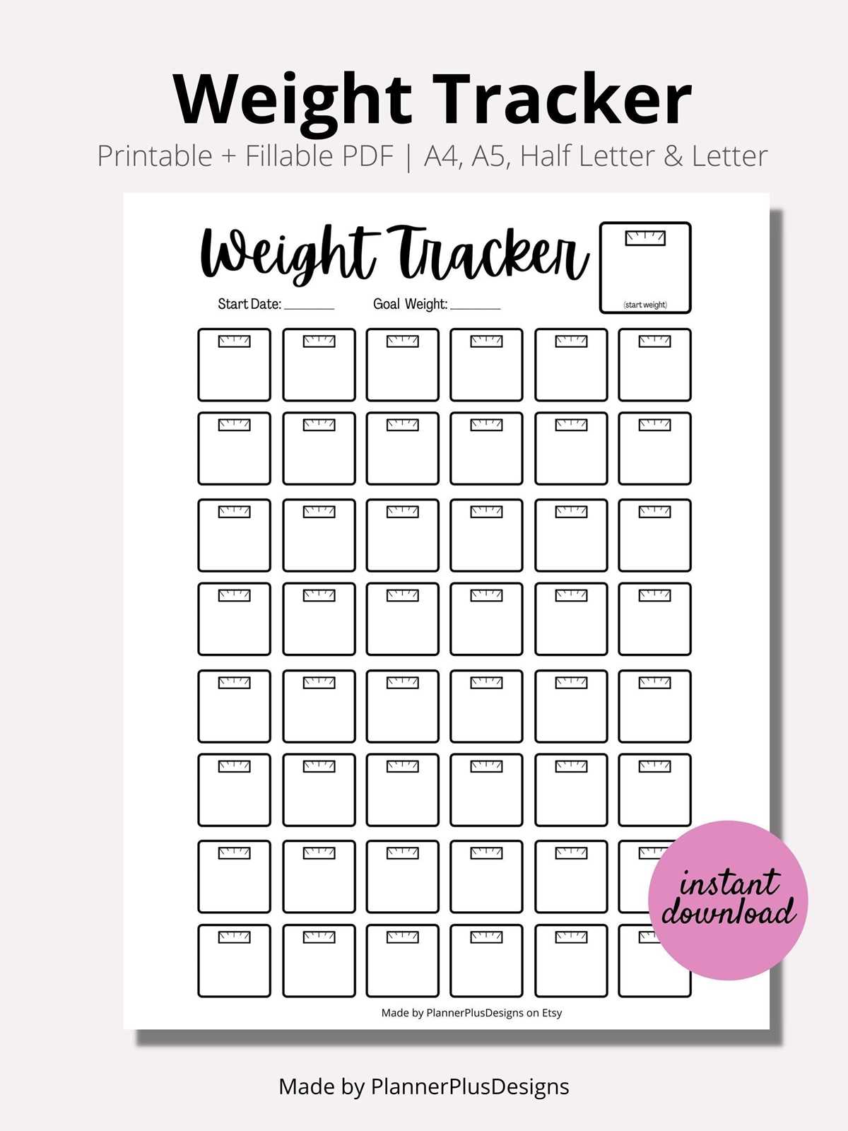 weight loss printable tracker