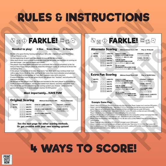 printable rules for farkle