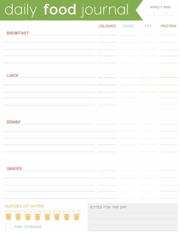 food journal template printable