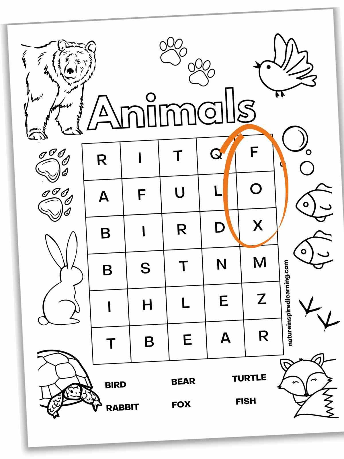 wordsearch for kindergarten printable