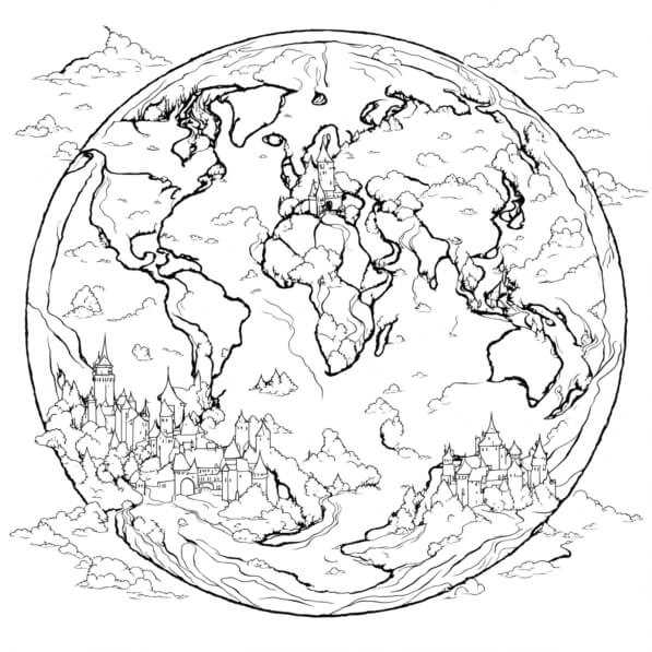 world map coloring page printable