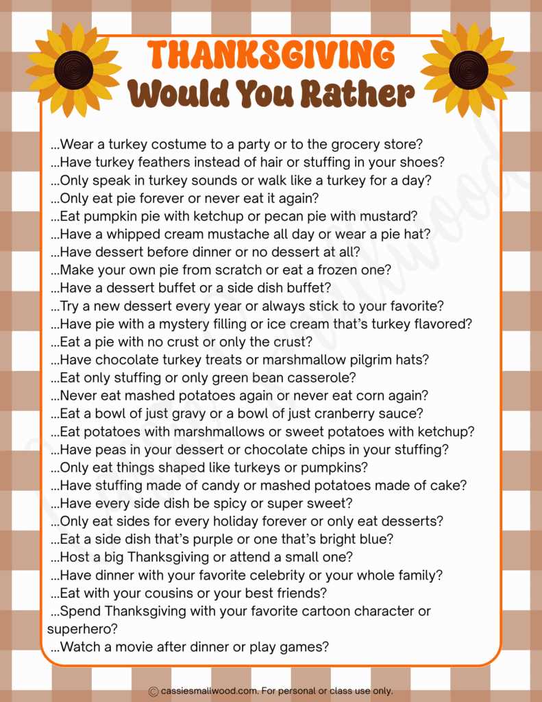 would you rather printable