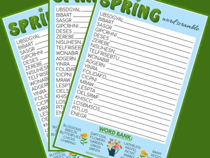 spring word scramble free printable