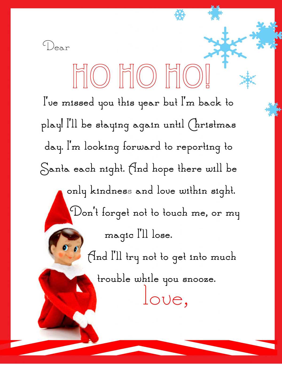 printable elf welcome letter