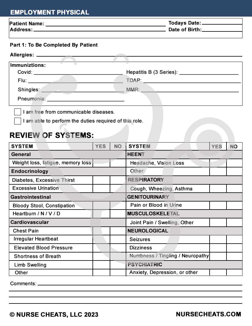 tb test form printable