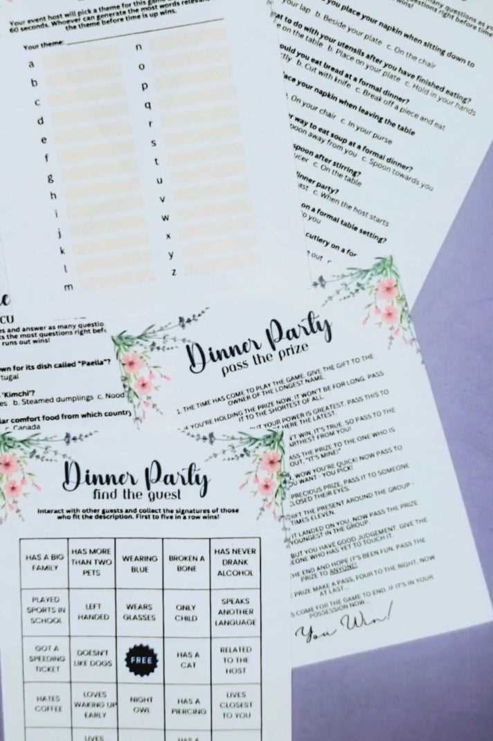 printable dinner party games