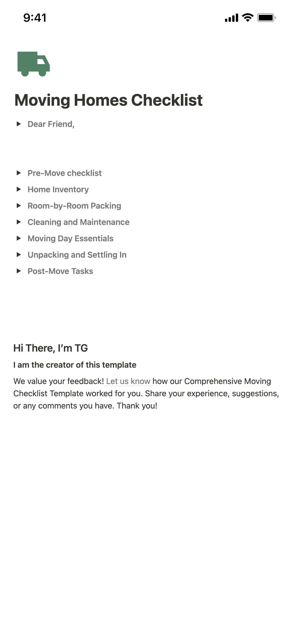 new home checklist printable