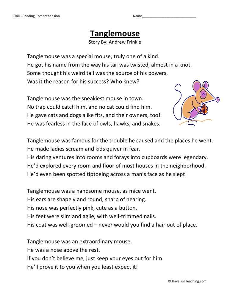 free printable reading comprehension worksheets for 3rd graders