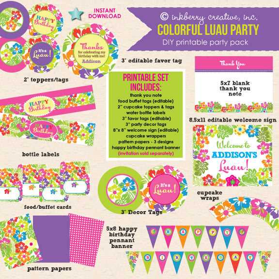free luau printables