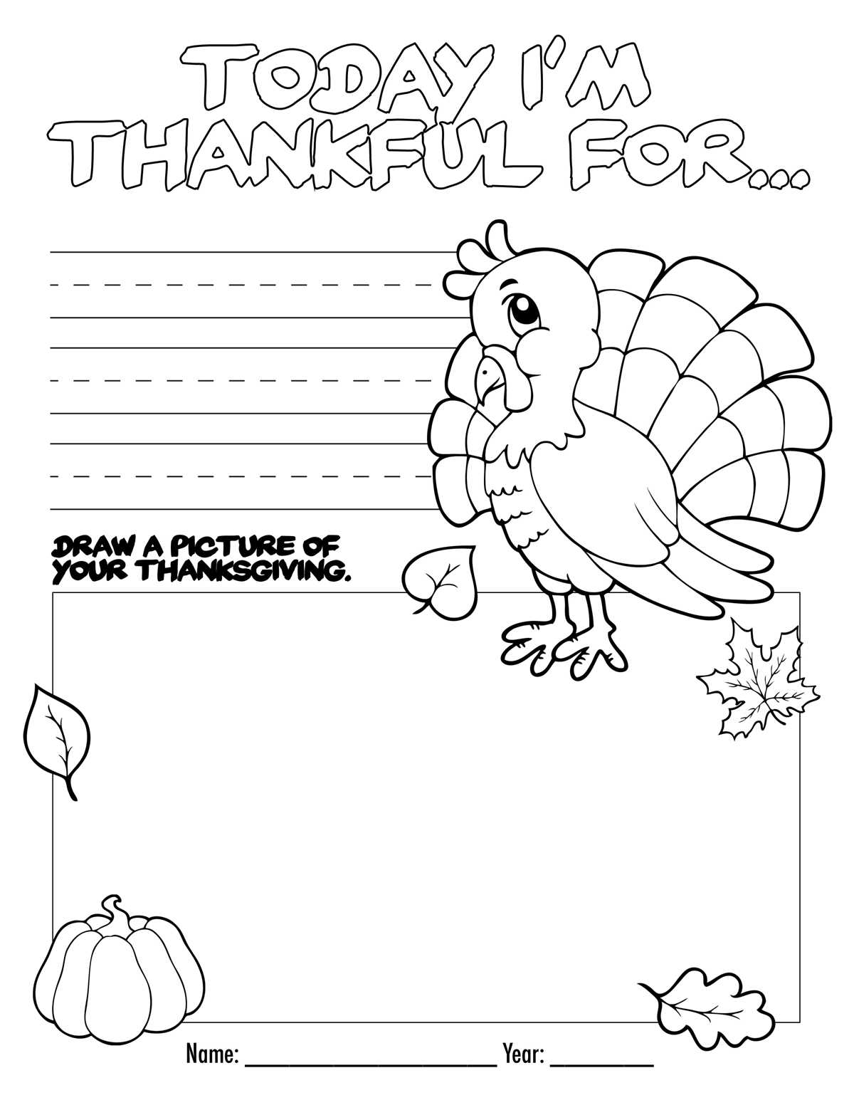 free printable thanksgiving color page