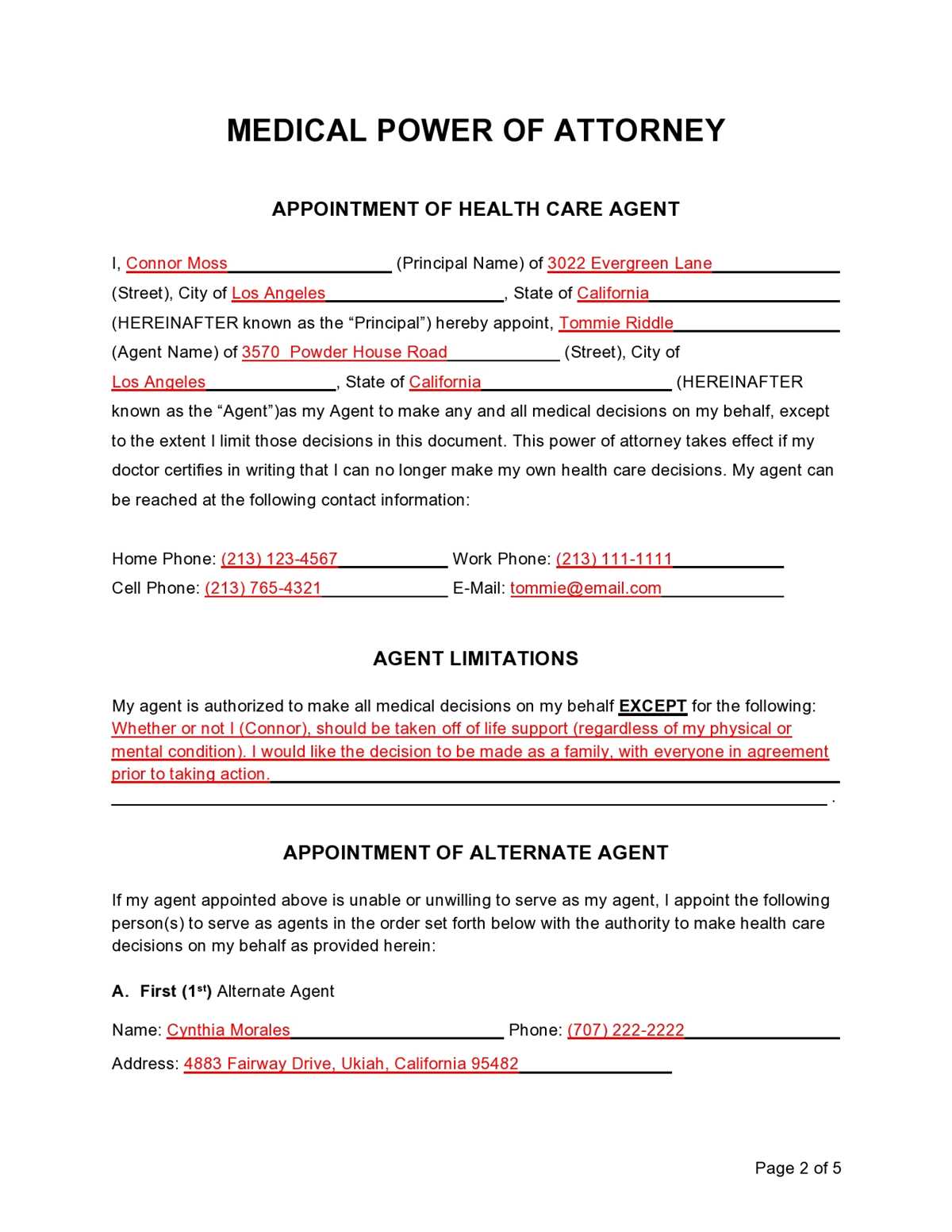 medical power of attorney printable
