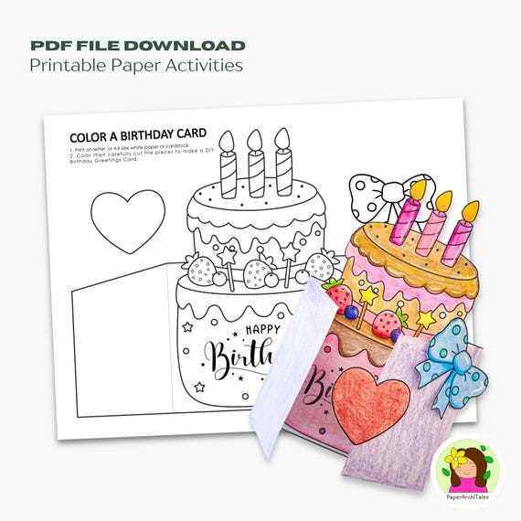 coloring pages foldable printable birthday cards to color