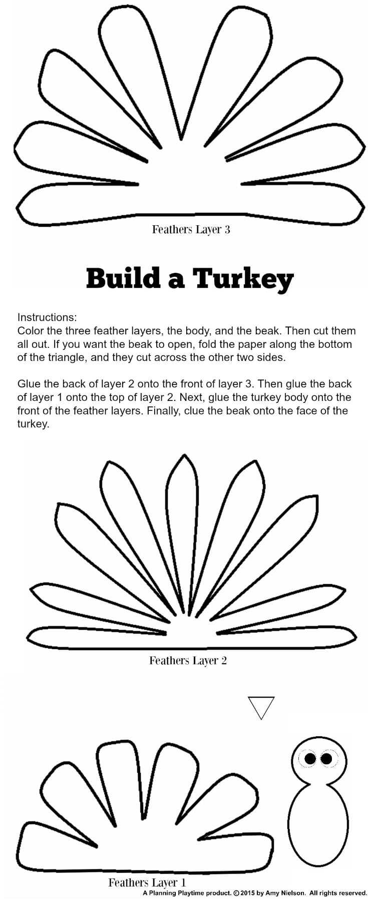 turkey with feathers printable