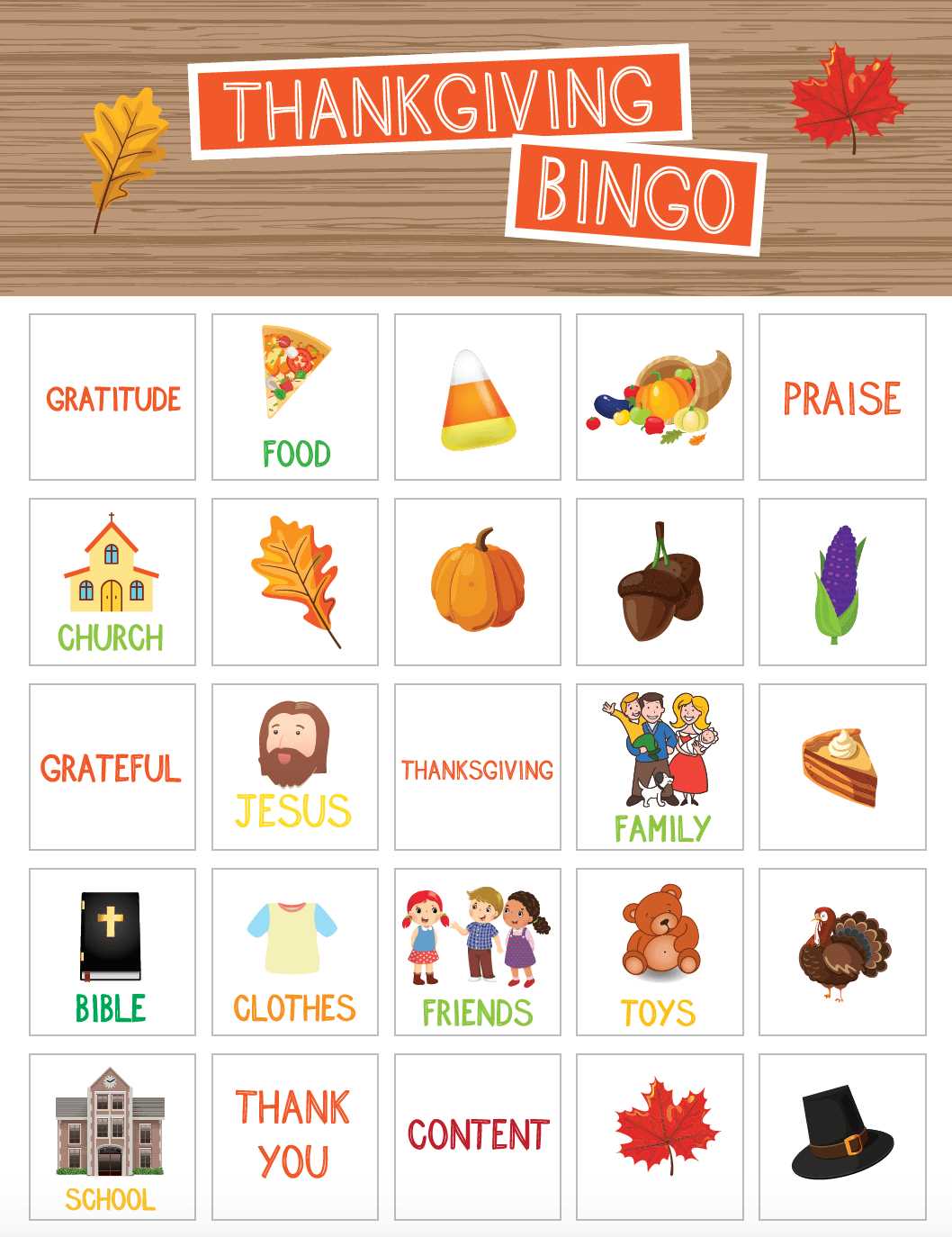 thanksgiving bingo printable