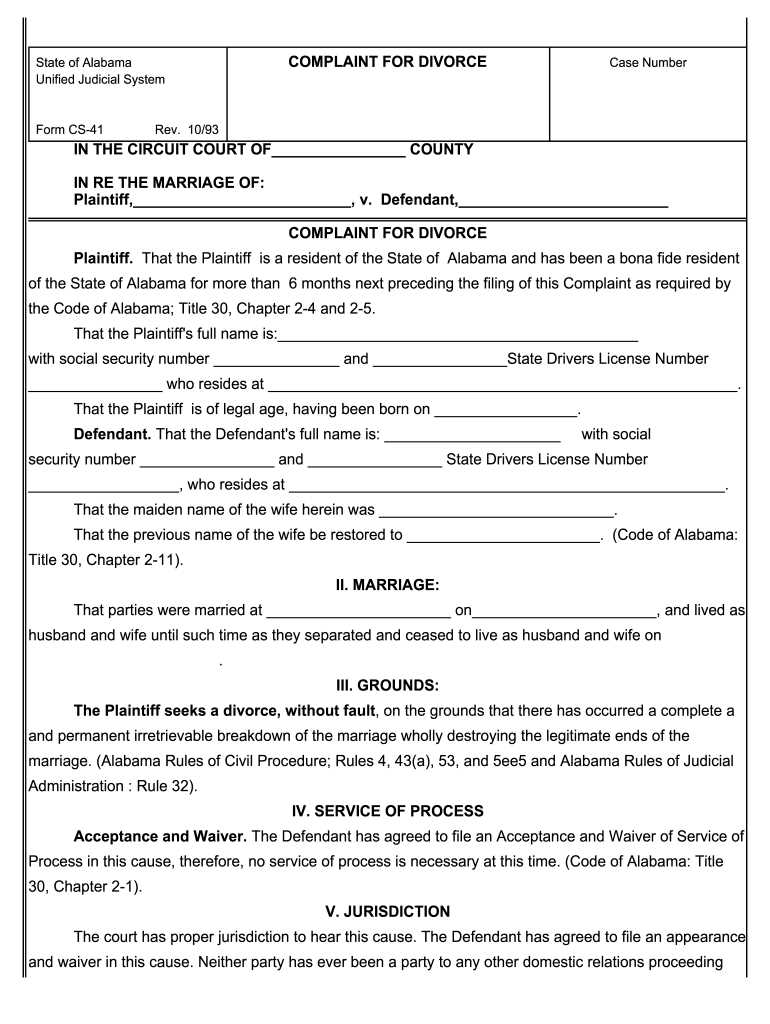 printable michigan divorce papers