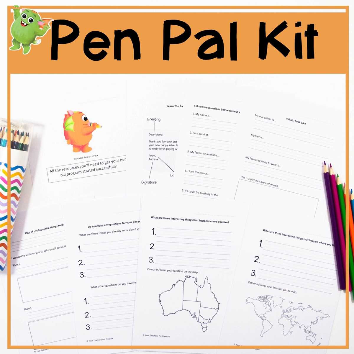 free printable pen pal letter template