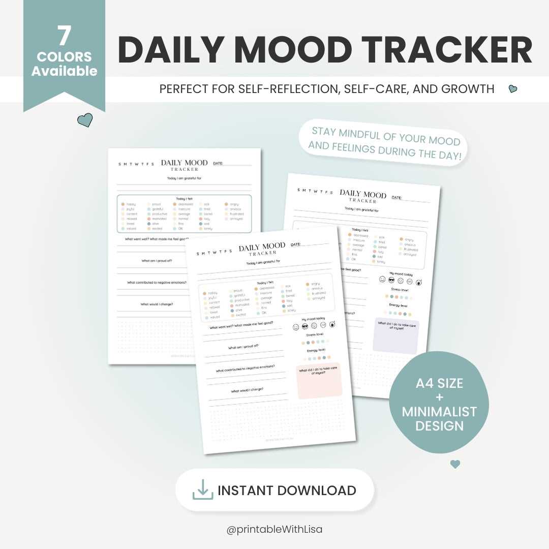 daily mood tracker printable