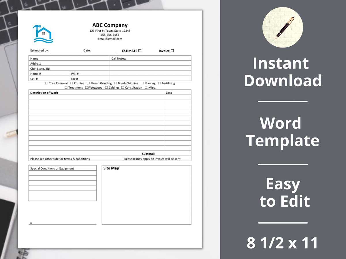 printable tree service estimate template