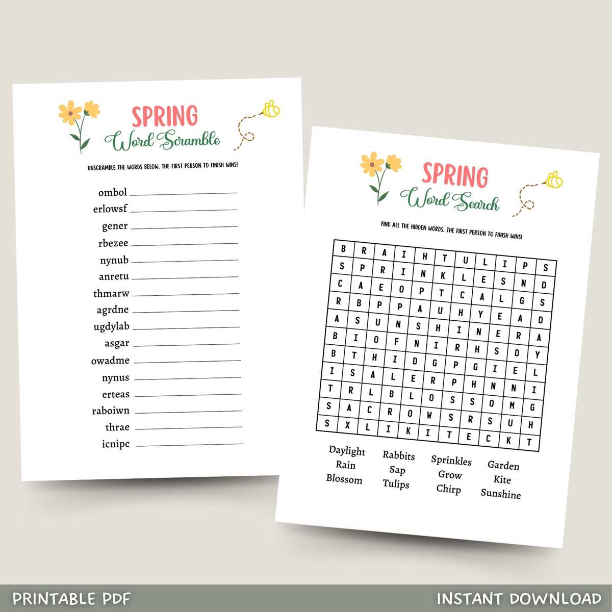 spring word scramble free printable