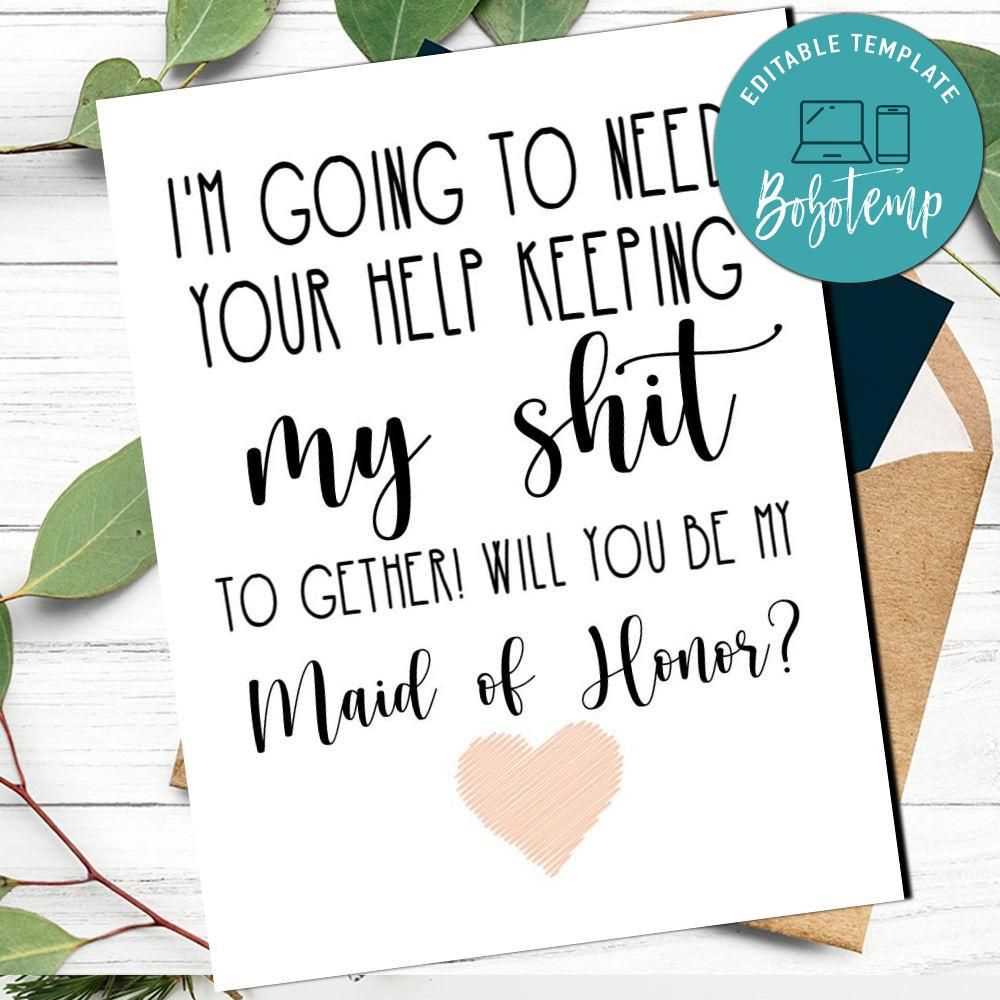 will you be my maid of honour printable