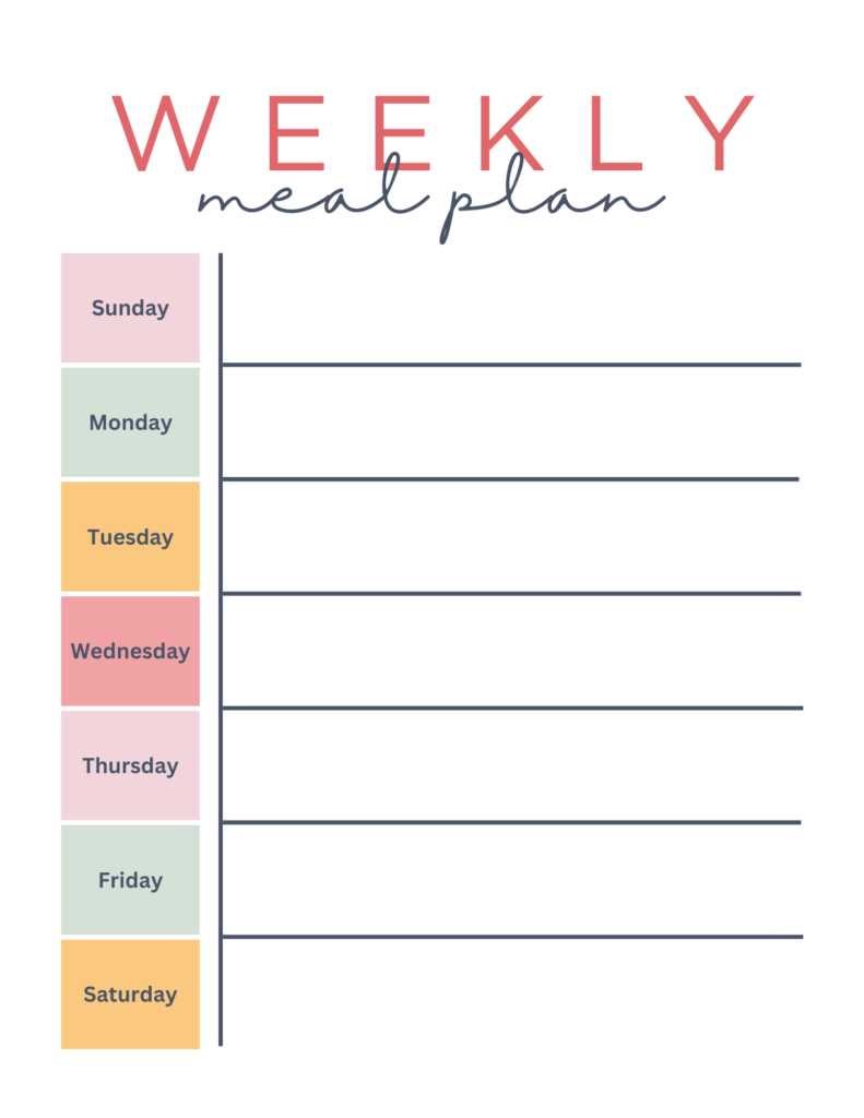 weekly menu printable