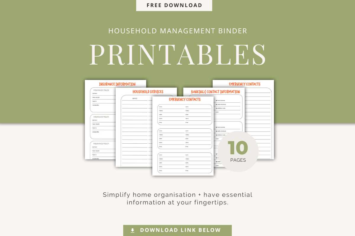 free home management binder printables