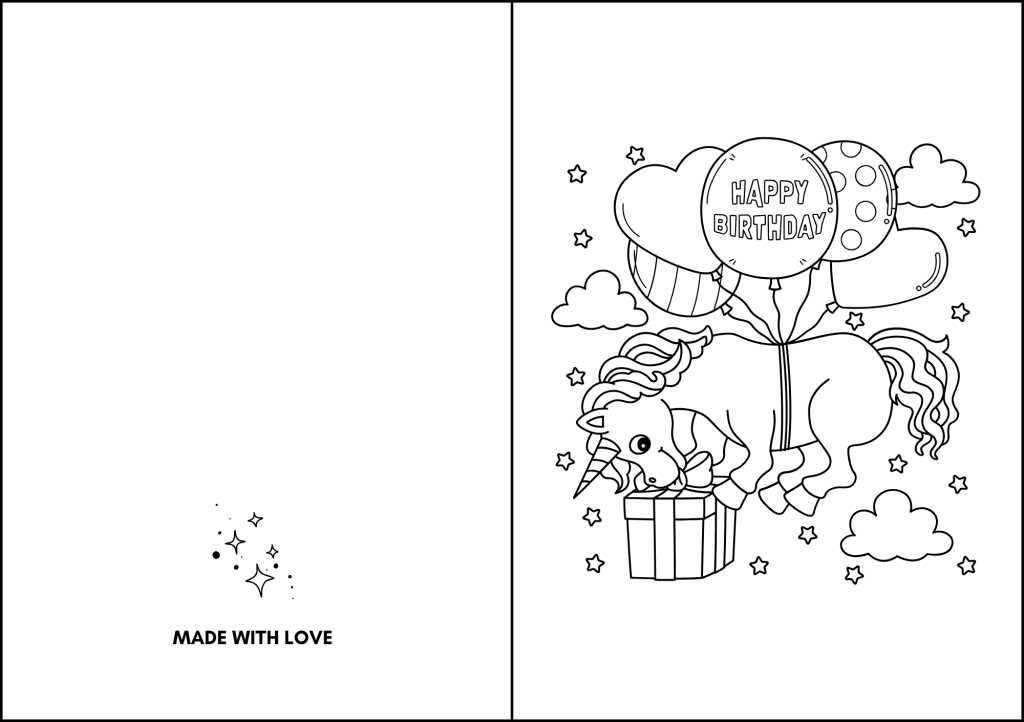 coloring birthday card printable free