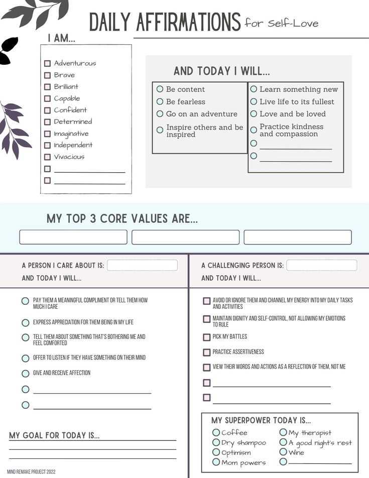 free printable mental health worksheets